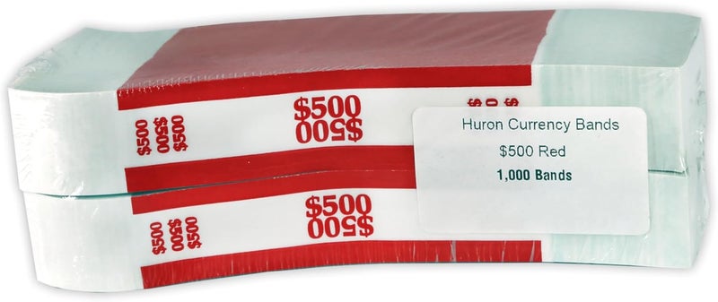 Currency Money Band Wrappers $500 Red (1000 pcs)
